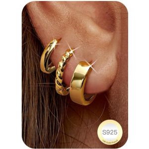 Kal-Paires Boucles D'oreilles Femme Argent Piercing Oreille Creoles Argent Femme Boucles D'oreille Cartilage Piercing Conch Daith Tragus Piercing Creolebijoux Femme Creole Argent Or - Neuf