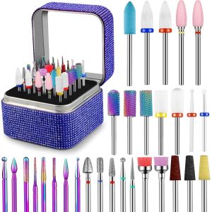 30 Pi&egrave;ces Embout Ponceuse Ongles Avec Porte-Embouts Strass, Forets &Agrave; Ongles Diamant C&eacute;ramique Carbure 3/32 Pouce Pour Soins Cuticules, Manucure & P&eacute;dicure Gel Acrylique &Agrave; Domicile Ou Salon - Neuf