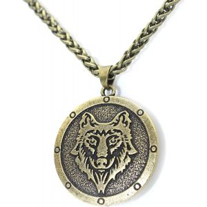 Kal-Collier Loup Pour Homme, Collier Pendentif T&ecirc;te De Loup Viking Nordique Avec Cha&icirc;ne De 23,6 Po, Collier D'&eacute;tiquette De Loup Ancien, Collier Amulette Totem Loup R&eacute;tro - Neuf