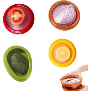 Jexnovashop-4 Pi&egrave;ces Silicone Fruit Storage Box, R&eacute;utilisable Conteneurs De Stockage De Fruits, Bo&icirc;te De'conservation Pour Oignons,Tomate,Citron,Avocat (4 Silicone Fruit Boite Conservation) - Neuf