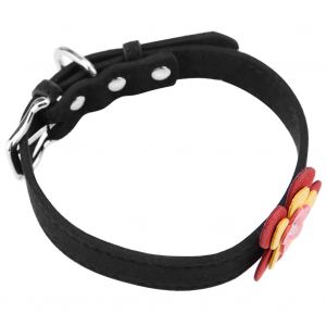 Hjlian Collier Pour Chien A Trois Couches En Pu Souple Avec Strass Et Fleurs, Noir, Taille Xs - Neuf