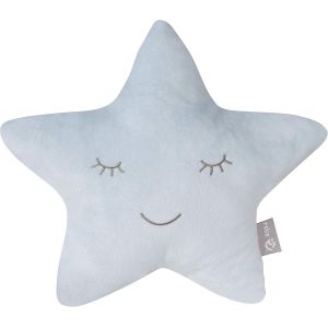 Eryi-Coussin Décoratif Pour Chambre D'enfant En Forme D'étoile Style - 32 X 28 Cm - Oreiller Bébé En Peluche - Visage Souriant Brodé - Bleu Clair - Neuf