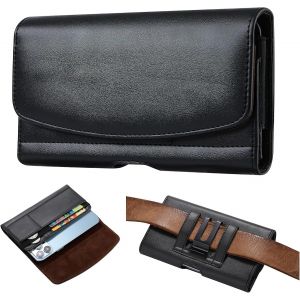 KAL-Étui De Ceinture Universel En Cuir Véritable Avec Clip Et Poche, Convient Pour Les Modèles Samsung Galaxy Et Iphone - Robuste Et Résistant Aux Rayures - Neuf