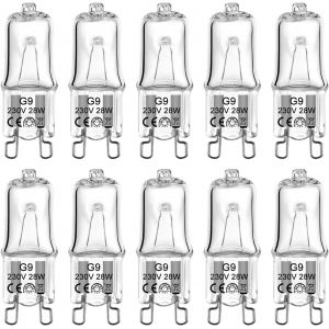 Kal-Ampoule G9 28w 230v 2800k Blanc Chaud Dimmable, Ampoule Halogène G9 Pour Four Micro-Ondes Cuisinière Plafonniers, Lot De 10 - Neuf