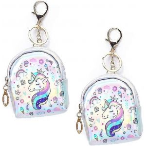 2 Pièces Mignon Licorne Porte-Monnaie Portefeuille,Cuir Pu Avec Fermeture Éclair Pour Femmes Et Filles - Neuf