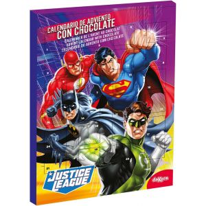 JGD-- Calendrier de l&iquest;Avent Ligue de Justice &iquest; 50 g Chocolat au Lait &iquest; Calendrier de No&euml;l pour Enfants &iquest; Super-h&eacute;ros DC Comics &iquest; Compte &agrave; Rebours Festif vers No&euml;l - Neuf