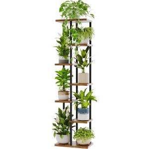 Nouvelhorizonstore-Support Plantes Interieur, Support Plante 7 Niveaux En M&eacute;tal Pour Multiple Plantes, &Eacute;tag&egrave;re &Agrave; Fleurs Pour Balcon Salon Chambre, Brun - Neuf