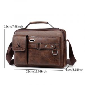 Sac à Main Vintage en Cuir PU pour Homme,Sacoche d'Affaires à Bandoulière à la Mode,2024 - Dark brown - Neuf