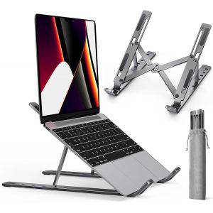 KALANKA-Support Ordinateur Portable, Support PC Portable Pliable à Surélever 6 Angles Réglable, Antidérapant en Aluminium Ventilé Stand Compatible avec Laptop, Tablet u2013 Gris - Neuf