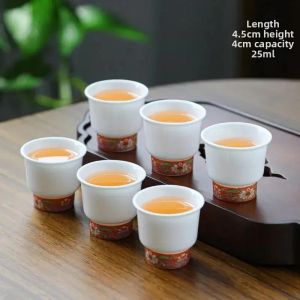 (6 Pièces Tasse À Thé A-<200 Ml) 6 Pièces Tasse Principale En Porcelaine De Jade, Avec Service À Thé Chinois Kung Fu, Petite Taille, Tasse À Thé En Porcelaine Blanche Pour La Maison - Neuf