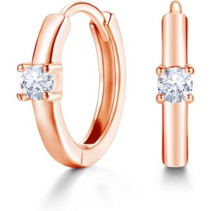 Kal-Boucles D'oreilles Créoles En Argent 925 Pour Femme - En Argent Sterling 925 - Étoile - Rondes - Petites Créoles Avec Zircone Cubique - Hypoallergéniques - Pour Cartilage - Bijoux Pour La - Neuf