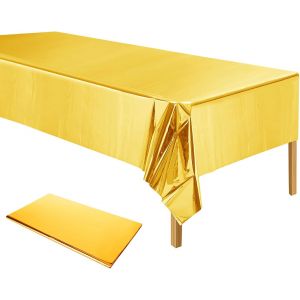 Plastique Or Table Couverture, Métallique En 137 X 274 Nappe Cm Rectangle Feuille D'or Couverture Pour Le Mariage, Baby Shower, Fête D'anniversaire Décoration, Gold, 54 X 108 In - Neuf