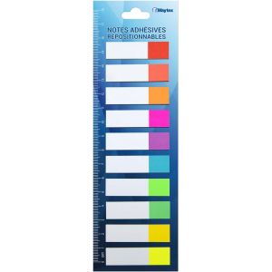 200 Marque-Pages Papier Autocollants 10 Couleurs N&eacute;on 10 Mini Blocs De 20 Feuillets Bicolores 45x12 Mm Adh&eacute;sifs Repositionnables - Neuf