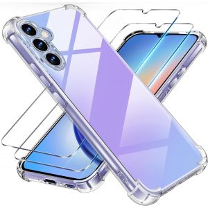 KWEX-3 en 1 Verre Tremp&eacute; et Coque pour Samsung Galaxy A34 5G, [Coussin d'air Int&eacute;gr&eacute;] Anti-Jaunissement Souple TPU Bumper Coque Protection pour a34 Samsung 5g, Transparente - Neuf