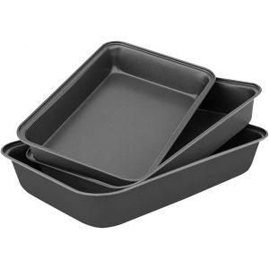 Subzonal-Abert - Plat &Agrave; Four - Rev&ecirc;tement Antiadh&eacute;sif Premium - Acier Au Carbone - Set 3 (Noir) - Neuf