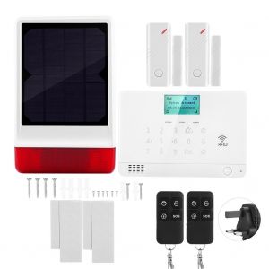Kit d'alarme anti-intrusion acousto-optique 2 portes magnetiques 03B avec 2 sirenes telecommandees 110-240 V (prise britannique) - Neuf
