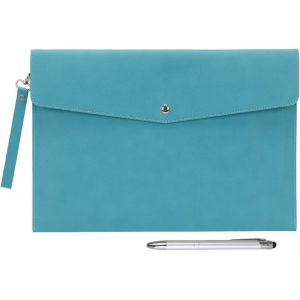 Porte-Documents Multifonction A4 En Simili Cuir - Porte-Documents Pour Papier À Lettres Et Organisateur De Papeterie, Étui Pour Tablette (Cyan) - Neuf