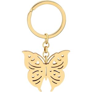 Kal-Porte-Clés Papillon En Acier Inoxydable Pendentif Porte-Clés Papillon Cadeaux Pour Femme Filles Chaîne De Clés Porte-Monnaie De Voiture Charms - Neuf