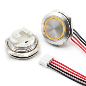 2pièces 19mm Interrupteur à bouton-poussoir mini momentané interrupteur en métal étanche 1NO interrupteur momentané (Acier inoxydable-Momentané-jaune2) - Neuf