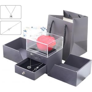 Cadeau Pour Petite Amie, Rose &Eacute;ternelle, Coffret Cadeau, Collier En Or Rose Pour Femme, Boucles D'oreilles En Or Rose, Bagues, Lettre D'amou - Neuf