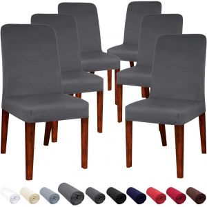 Housse De Chaise Salle À Manger Extensible Couverture Protecteur De Chaise Élastique Amovible Lavable Moderne Pour Décor Hôtel Restaurant Réunion Fête Banquet De Mariage 6 Pièces (Gris) - Neuf