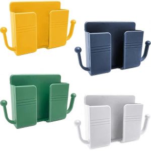 Pack Support Mural Pour T&eacute;l&eacute;phone,Support Mural Autocollant &Agrave; C&ocirc;t&eacute; De L'organisateur,Support De Bo&icirc;te De Rangement Pour T&eacute;l&eacute;commande,Prise Pour T&eacute;l&eacute;phone Portable,Support De Charge - Neuf