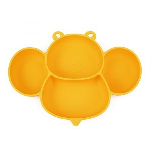 Vaisselle En Silicone Pour Bébé, Assiette À Ventouse, Sans Bpa, Set De Table Antidérapant En Silicone Avec Ventouses Pour Bébés Et Enfants (Jaune) - Neuf