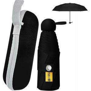 Nzqaf-Mini Parapluie Pliant, Parapluie Coupe-Vent À 8 Nervures, Parapluie Capsule, Parapluie Uv Portable Avec Boîte De Rangement, Parapluie De Voyage, Petit Parapluie De Poche Solide - Neuf