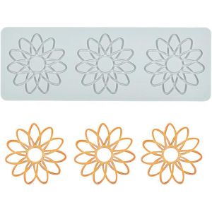 Moule En Silicone En Forme De Fleurs G&eacute;om&eacute;triques Creuses,Tapis Dentelle 3d Pour D&eacute;coration De Cupcakes,Sucre Artisanal,Desserts,Gastronomie - Neuf