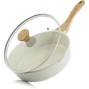 Kalanka-Sauteuse Céramique 26 Cm Avec Couvercle - Antiadhésif Sans Pfoa/Pfas, Anti-Projection Et Manche Restant Froid - Compatible Induction, Gaz - Parfaite Pour Ragouts, Sautés Et Cuissons Saines - Neuf