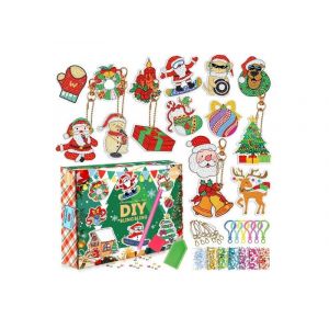 Ensemble De 15 Porte-Cl&eacute;s De No&euml;l Avec Peinture Diamant, Kit De Bricolage Et Fermoirs - Neuf