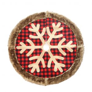 &Eacute;l&eacute;gant Santa Broderie Rouge Jupe D'Arbre De No&euml;l Avec En Peluche Blanc Garniture Pour No&euml;l, D&eacute;coration De Vacances - Neuf