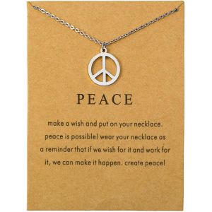 Collier Avec Pendentif En Forme De Signe De Paix, Style Hippie, En Métal, Style Vintage Rétro, Accessoire De Fête, Ajustable, Pour Homme Et Femme - Neuf