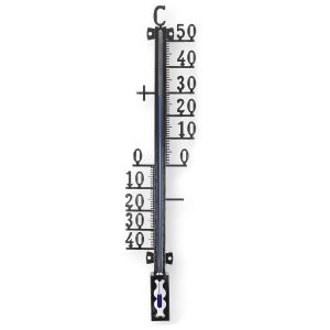 Thermomètre de jardin en métal - 27 cm de long - Couleur : noir - Température de -40 °C à 50 °C - Thermomètre analogique pour l'intérieur et l'extérieur - Thermomètre d'exposition (27 cm) - Neuf