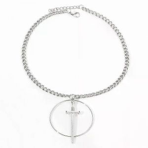 Unisexe Breloque Gothique Épées Créole Collier Argent Couleur Longue Épée Neckchain Pour Amis Bijoux Accessoires Cadeaux - Neuf