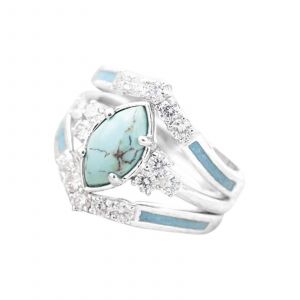 F&ecirc;te Des M&egrave;res Bague En Diamant Turquoise Naturel Argent&eacute; Cadeaux Pour La F&ecirc;te Des M&egrave;res - Neuf