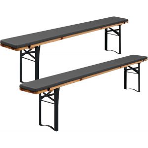 Ulteronixshop-Lot de 2 coussins rembourr&eacute;s pour table &agrave; bi&egrave;re - 220 x 25 x 3 cm - Taille XL - Lavables - Pour tente de f&ecirc;te - Gris - Imperm&eacute;ables - Neuf