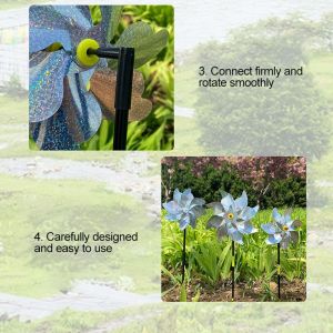 HJLIAN Lot de 8 repulsifs a oiseaux, moulin a vent reflechissant pour plantes de jardin, fleurs, decoration de jardin - Neuf