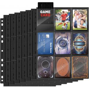 Mdy-Pochettes Pour Cartes, 900 Pochettes Noir Transparentes Pour Cartes À Collectionner, Avec Poches Des Deux Côtés, Trading Card Sleeves, Accessoires De Cartes À Collectionner (50 Pages) - Neuf