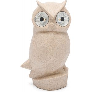 Bhhbb-Statue De Hibou De Jardin Solaire, Sculpture Extérieure Imperméable À L'eau En Résine, Lampe De Statue De Hibou Aux Yeux Lumineux Au Design Moderne Pour La Décoration De La Maison (Beige 1) - Neuf