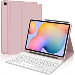 Coque Clavier pour Samsung Tab S6 Lite 2024/2022 10.4"", AZERTY Fran&ccedil;ais Clavier Bluetooth D&eacute;tachable pour Samsung Galaxy Tab S6 Lite 10.4"" 2024, Rose - Neuf