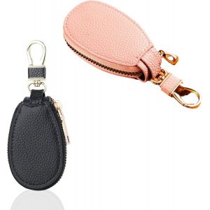 CAUC-2 pi&egrave;ces etuis de cl&eacute;s de voiture pour homme et femme,porte clef voiture,pochette voiture protection clef,mini poche monnaie &eacute;tui porte-cl&eacute;s pour cl&eacute; de voiture avec crochet en metal - Neuf