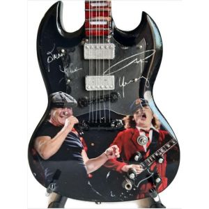 Guitare Miniature Ac Dc Angus Et Brian 22 Cm Avec Trepied - Neuf