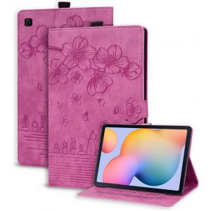 Coque Pour Galaxy Tab S6 Lite 10.4 Pouces 2024/2022/2020 Housse Étui De Protection Avec Support Fonction, Étui À Rabat Avec Porte-Pencil Pour Samsung Tab S6 Lite Rose Rouge.[F4974] - Neuf