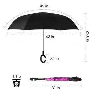 Parapluie autoportant coupe-vent a double couche, pliable et inverse, avec poignee en C (violet) - Neuf