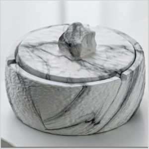 Cendrier antivol avec couvercle, cendrier en marbre, adapté au salon, à la chambre et au jardin extérieur ¿11,7 cm X 7,6 cm - Neuf
