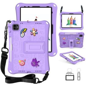 Coque Complet Hi Baby Eva Pour Ipad Air 11 (2024/2025) Avec Sangle - Violet Clair - Neuf
