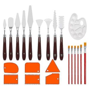 22pcs Palette Knife Set Palette Palette Couteau Outils De Peinture Avec Pinceau,Palette De Couleurs Pour La Peinture D'artisanat D'art - Neuf