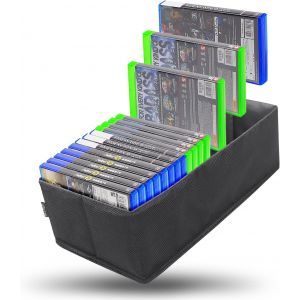 Etui de Rangement Compatible avec Jeux PS5 Xbox PS4,Bo&icirc;te Pliable pour Ranger et Organiser 22-25 disques de Jeux - Neuf