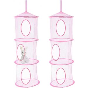 Cauc-2 Pi&egrave;ces Filet De Rangement Suspendu,Rangement Derriere Porte,Filet Peluche &Agrave; Suspendre Pliable,Range Doudou Mural Avec 3 Niveaux,Organiseur De Jouet &Agrave; Suspendre Chambre Pour V&ecirc;tements - Neuf